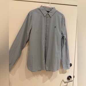 All Saints Men's Sky Blue Button Down Shirt